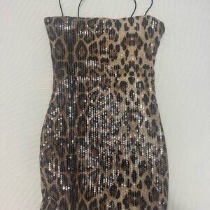 Leopard Print Sequin Dress